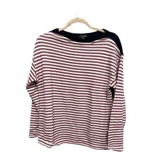 J.Crew Heritage Terry Boatneck Sweatshirt Women's XS Red Navy Stripe NWT CS607